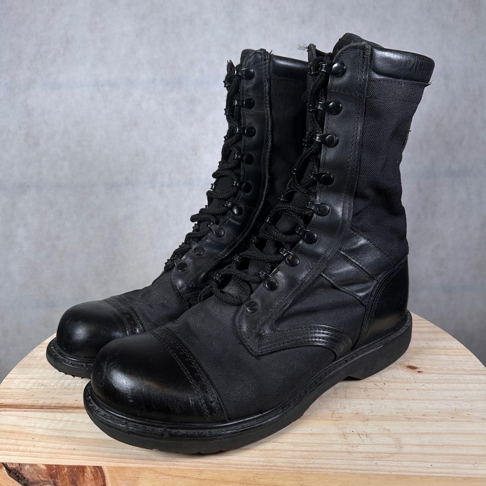 Corcoran Combat Boots Mens 10.5 EE Black Good Leather Canvas Jump Boots USA Made